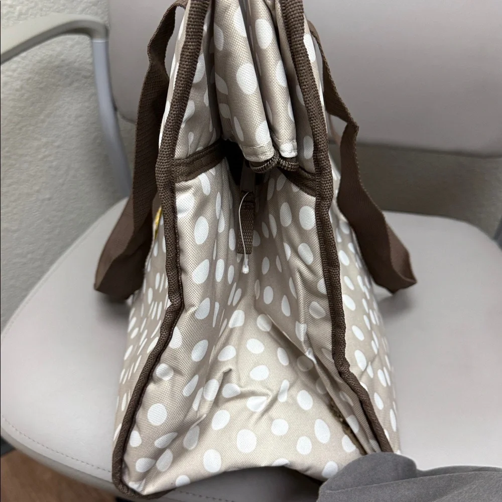 Thirty-One Polka Dot insulated Storage Tote - Brown and White